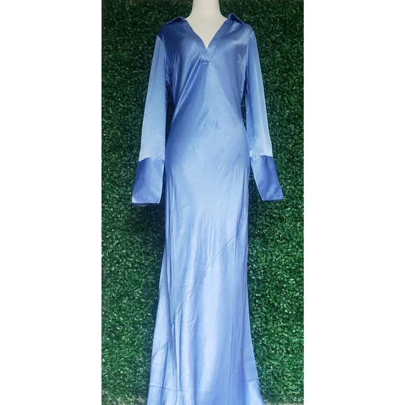 58. J.Crew Limited-edition maxi collared slip dress in shiny crepe - Picture 7 of 13